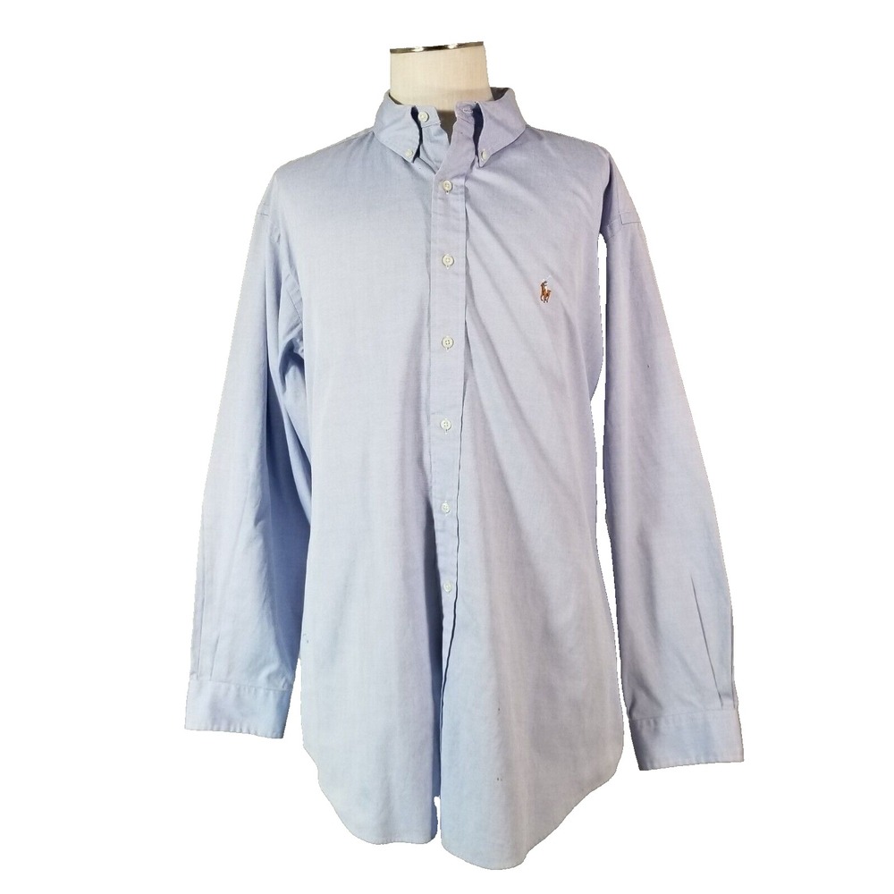 Ralph Lauren shirt men's XL 17.5 Yarmouth button down blue long sleeve preppy